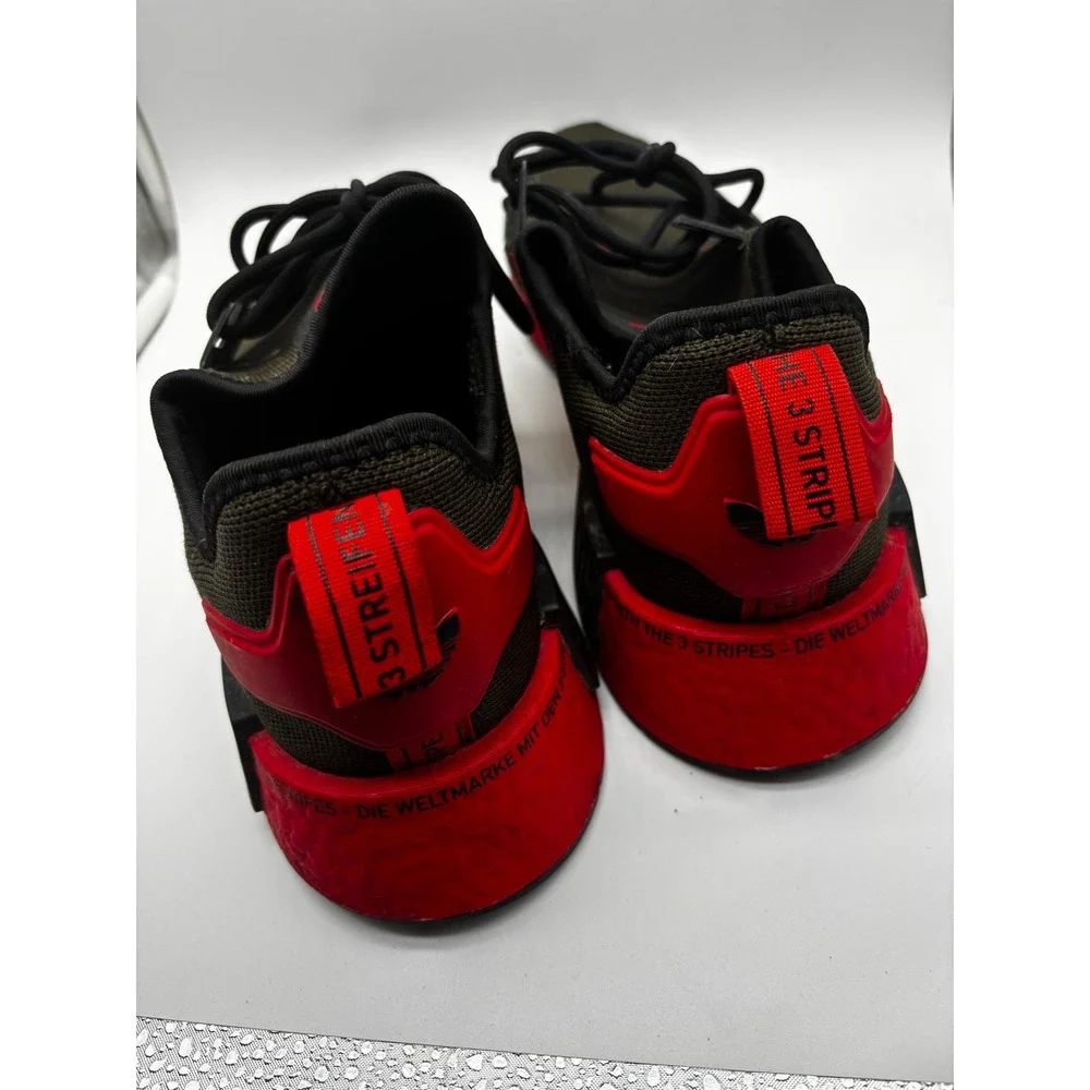 Adidas NMD_R1 Sneakers Mens 12 Olive Green Red Multilingual Branding HP2971
